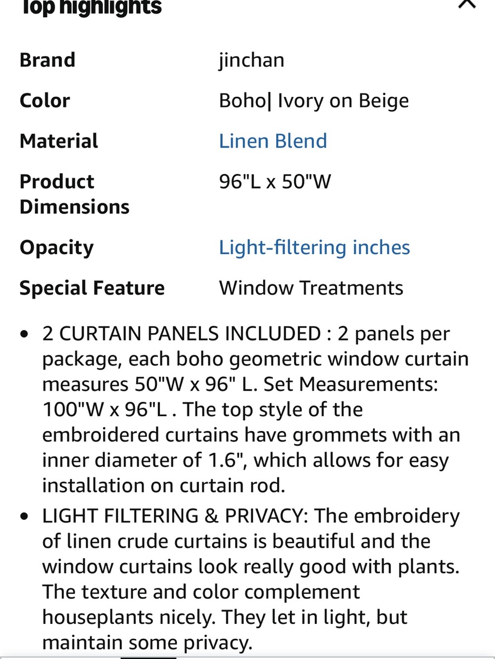 Neutral Beige Patterned Curtain Panel - Picture 7 of 7